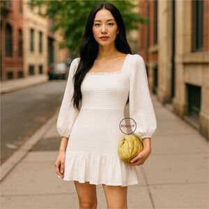 Veronica Beard Denise Cotton Eyelet Embroidery Dress Off-White Size 10